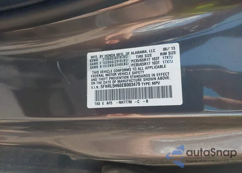 2014 Honda Odyssey Ex-L z USA, uszkodzony, nr VIN 5FNRL5H66EB003479